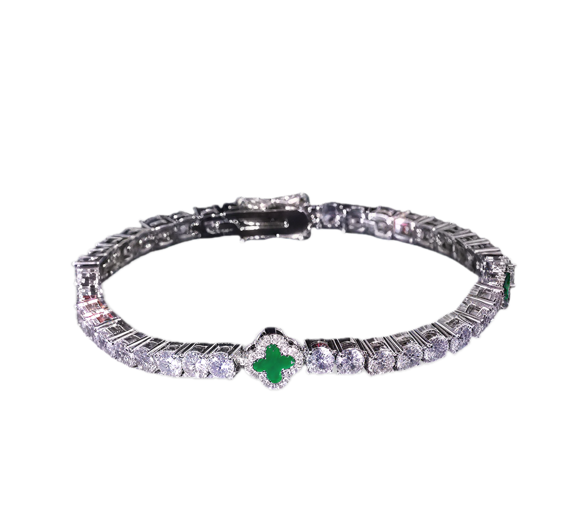 Green Clover Tennis Bracelet