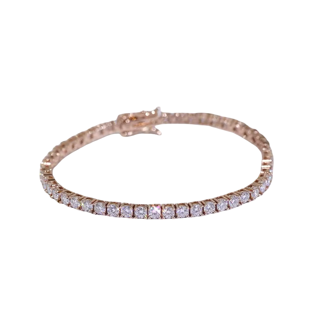 VVS1 Moissanite/S925 3mm Rose Gold Tennis Bracelet