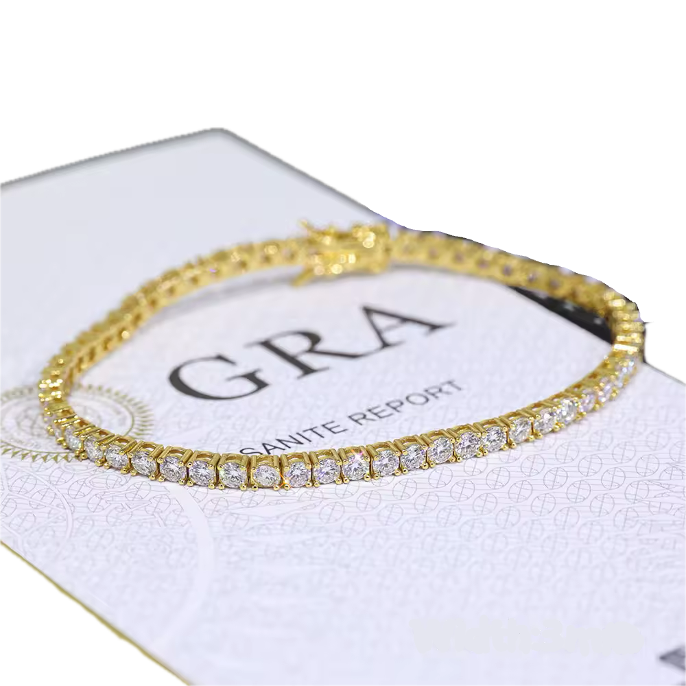 3mm VVS1 Moissanite Gold Tennis Bracelet