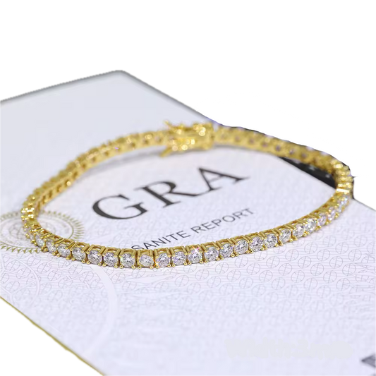 3mm VVS1 Moissanite Gold Tennis Bracelet