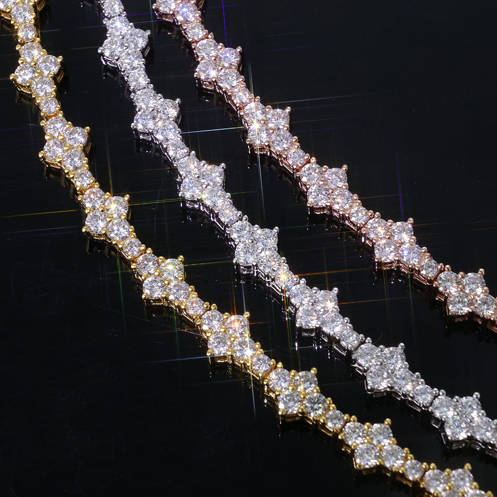 VVS1 Moissanite/S925 Silver Flower Bracelet