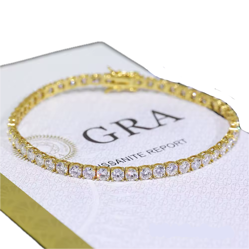4mm VVS1 Moissanite Gold Tennis Bracelet