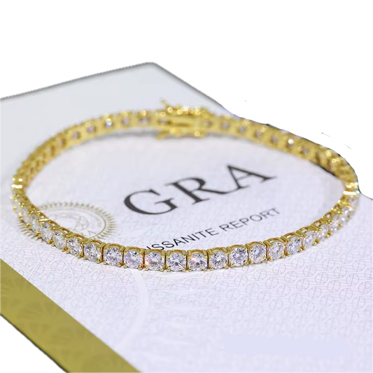 4mm VVS1 Moissanite Gold Tennis Bracelet