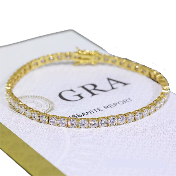 4mm VVS1 Moissanite Gold Tennis Bracelet