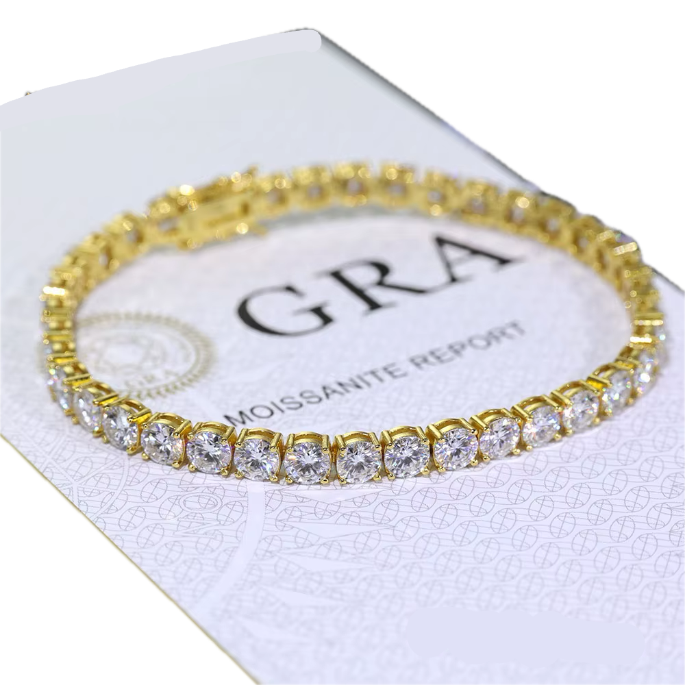 5mm VVS1 Moissanite Gold Tennis Bracelet
