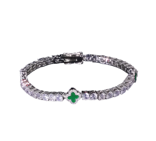 Green Clover Tennis Bracelet